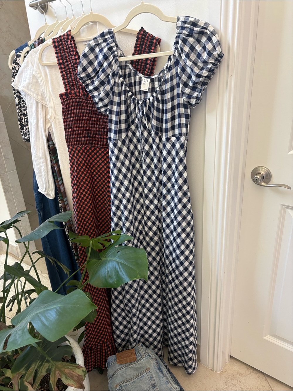 GAP X DOEN GINGHAM MAXI DRESS, SIZE SMALL, LIKE NEW